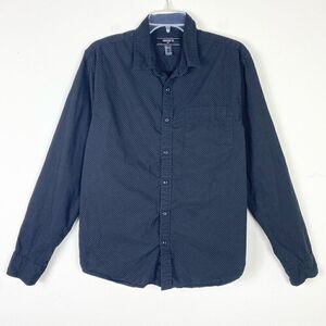 Men’s Forever 21 Black & White Micro Polka Dot Long Sleeve Button Up Dress Shirt